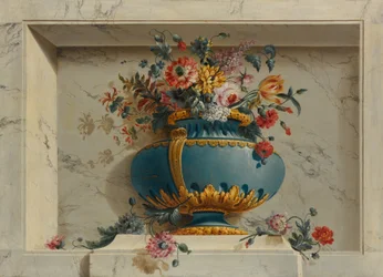 Vase med blomster i en niche, ca. 1763-79